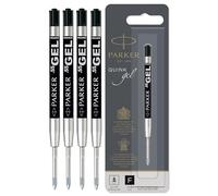 Parker Quink - Recambios para bolígrafo de gel, punta fina de 0,5 mm, tinta de gel negra, paquete de 4