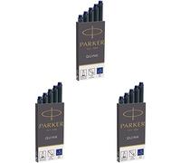 Parker Quink recambios para plumas estilográficas, cartuchos largos, caja de 5, tinta azul, Paquete de 3