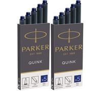 Parker Quink recambios para plumas estilográficas, cartuchos largos, tinta azul, caja de 5 (Paquete de 2)