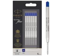 Parker QUINKflow Recambios de tinta para bolígrafos | punta mediana (0,7mm) | tinta azul | paquete de 6