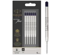 Parker QUINKflow Recambios de tinta para bolígrafos | punta mediana (0,7mm) | tinta negra | paquete de 6