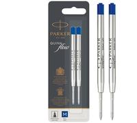 Parker Recambios para bolígrafos | Punta mediana | Tinta azul QUINKflow | 2 unidades