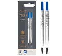 Parker Pens Recambios para bolígrafos roller Punta mediana Tinta azul QUINK 2 unidades