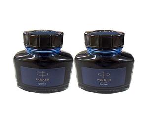 Parker S1162120 Pluma estilográfica, tinta de botella, Quink, 65.1 ml (57 ml), azul negro, 1950378, juego de 2