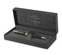 Parker Bolígrafo Sonnet GT lacado en negro mate con adorno dorado, punta media, en estuche, Niños