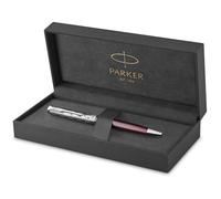 PARKER Sonnet Bolígrafo | Premium metal y lacado rojo con acabado cromado | Punta mediana con recarga de tinta negra | Caja de regalo