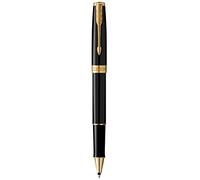 Parker Sonnet bolígrafo roller | lacado en negro con adorno dorado | punta fina | en estuche de regalo