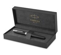 Parker Sonnet bolígrafo roller | lacado en negro mate con adorno acabado en paladio | punta fina | en estuche de regalo