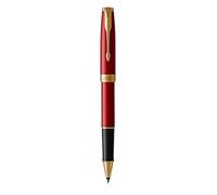 Parker Sonnet Bolígrafo roller | Lacado en rojo con ribete dorado | Punta fina Tinta negra | Caja de regalo