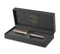 Parker Sonnet Bolígrafo roller | lacado gris con adornos dorados | punta fina de acero inoxidable | estuche de regalo