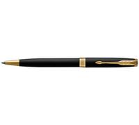 Parker Sonnet bolígrafo | lacado en negro mate con adorno dorado | punta media | en estuche de regalo