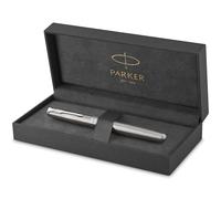Parker pluma estilográfica Sonnet — acero inoxidable adorno paladio, plumín mediano — estuche regalo