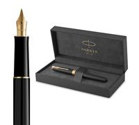 Parker Sonnet Pluma estilográfica | lacada en negro mate con adorno dorado | plumín mediano | en estuche de regalo