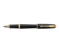 Parker Pluma estilográfica Urban negro con adorno dorado plumín fino recambio azul estuche regalo