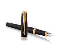 Parker Urban Pluma estilográfica | negro tenue de adorno dorado | plumín fino y recambio de tinta azul | en estuche de regalo