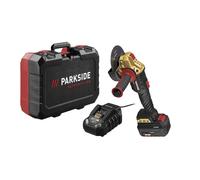 Parkside - Amoladora angular Performance con motor brushless, batería 20 V 4,0 Ah y cargador rápido para taller y jardín
