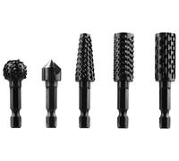 PARKSIDE® Escofina de rotor / Cepillo para estructuras de madera / Juego de limas y avellanadores / Broca para rajar madera (Juego de escofina y avellanador de 5 piezas.)