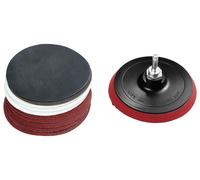 PARKSIDE® Juego de discos de láminas / Discos de pulir / Plato de lijado de velcro con juego de papel de lija / Juego de vellón abrasivo / Disco de limpieza / (Disco/papel de lija 12 uds.)