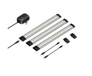 Parlat Luminaria LED bajo armario SIRIS, plana, 30cm cada una, 368lm cada una, blanco cálido, juego de 3