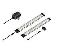 Parlat Luminaria LED bajo armario SIRIS, plana, cada 30cm, cada 368lm, blanco cálido, juego de 2