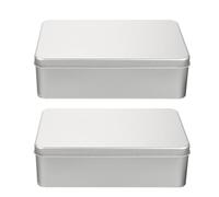 Parliky Caja De Hojalata Rectangular Tapa Plana, 2 Unidades, Contenedores Metálicos Para Almacenar Galletas y Bocadillos En Casa