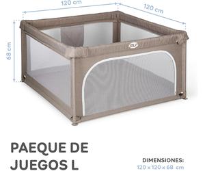 Parque Grande L MS Innovaciones - 120x120 - Beige - Plegable - con Ventana de Malla