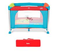 Parque Infantil ALUMINIUM 96x96 cm - Plegable, con Suelo Acolchado, Patas de Aluminio, Malla Transpirable y Bolsa de Transporte, Centro de Juegos Seguro para Bebés - Jungla de Colores Asalvo