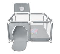 Parque infantil plegable con 50 bolas de juego y 8 ventosas, parque infantil seguro de tela Oxford, antideslizante y antigolpes, parque de ocio interior para bebé (gris oscuro)