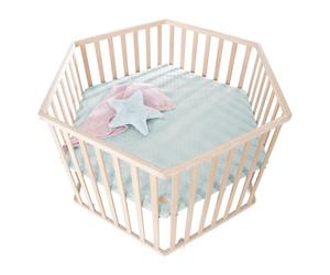 Parque infantil roba hexagonal + colchón protector 'Lil Planet frosty green' - parque de juegos hexagonal de haya ecológica - regulable en altura en 3 niveles - madera maciza