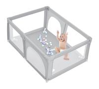 Parque para bebés - Patio extra grande para niños pequeños, zona de juegos segura para el interior. Malla transpirable en los lados, con 50 bolas, fácil montaje y almacenamiento