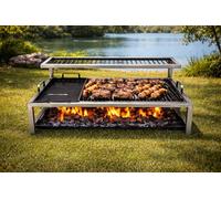 Parrilla argentina de lujo con módulos de hierro extraíbles + placa de hierro - Parrilla argentina Parrilla Asado Sor pampa grill - Código 10 (101,6 x 50,8 cm)