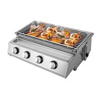 Parrilla Barbacoa de Acero Inoxidable Gas Propano Parrilla Pequeña Portátil Parrilla de Camping Desmontable Parrillas BBQ para Exterior Jardín Fiesta etc. (62 x 42 x 21 cm)