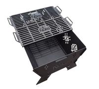 Parrilla Barbacoa de Carbon Grill Fogonero Asado Huapi 70 Desarmable Desmontable Rectangular Uso Exterior. Color Gris Oscuro. Medidas 40x80x58 cm