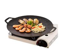 Parrilla Coreana para Barbacoa Antiadherente, Plancha Redonda de Hierro Fundido, Sartén Portátil con Asas Dobles, Placa de Inducción de Gas, Cocina Eléctrica