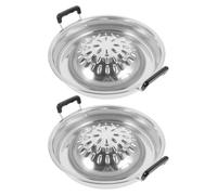 Parrilla Coreana para Carbón 2 Piezas Redonda de Aluminio | Plata, Ignición Rápida, Mesa Compacta, Apta para Carne y Verduras, Camping en Rv