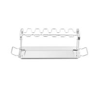 Parrilla de Barbacoa de Acero Inoxidable con Bandeja Plegable | Acero Inoxidable, Uso para Muslos de Pollo y Asado, Estructura Plegable, Plata, Jardín