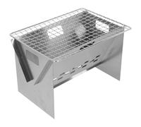 Parrilla de Barbacoa Portátil Acero Inoxidable Plegable para Camping | Plata, Bordes Pulidos y Diseño, Fácil de Desmontar, Uso Exterior y Fogones