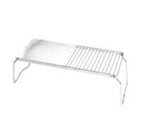 Parrilla de Barbacoa Portátil de Acero Inoxidable Plata para Camping | Soporte Estable, Fácil Almacenamiento, Picnic y Playa, Apta para Ollas y Sartenes, Cocina Exterior