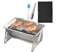 Parrilla de Barbacoa Portátil, Pozo de Fuego de Acero Inoxidable, Plegable para Barbacoa Fogata Portátil Parrilla de Carbón de Leña Elevable para Cámping Picnic Jardín - con Bolsa de Transporte