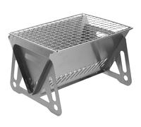 Parrilla de Camping Plegable de Acero Inoxidable Portátil para Senderismo | Montaje Rápido y Diseño Desmontable, Uso Carbón o Leña, Color Plata