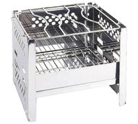 Parrilla de Camping Plegable para Barbacoa de Acero Inoxidable | Plata, Diseño Compacto y Multifuncional, para Carbón y Alimentos sobre Rejilla, Adecuado Playa y Camping