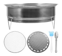 Parrilla de Carbón de Acero Inoxidable Portátil para Camping y Picnic | Plegable y Desmontable, con Patas Extraíbles y Rejillas, para Marisco y Menaje en Mesa, Color Plata