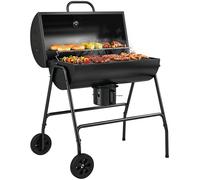 Parrilla de carbón de metal, ahumador para barbacoa con tapa, termómetro, ruedas y carro. Dimensiones: 95 x 71,5 x 102 cm. Color: