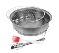 Parrilla de Carbón de Sobremesa de Acero Inoxidable para Casa | Fiestas y Camping al Aire Libre, Gran Capacidad y Control Térmico, Color Plata con Accesorios