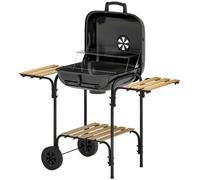 Parrilla de carbón Outsunny, fabricada en acero, con carro móvil y tapa con cierre