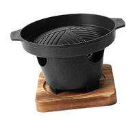 Parrilla de Carbón para Hogar, Pequeña, sin Humo, Antiadherente | Aluminio Negro, Calor Uniforme, Uso Rápido y Sencillo, para Verduras y Brochetas en Interior