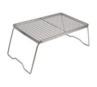 Parrilla de carbón portátil plegable para barbacoa con rejilla de acero inoxidable, altura ajustable, equipo de cocina de camping para senderismo, picnic y parrilla de pescado al aire libre, (M)