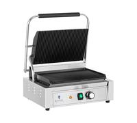 Royal Catering Parrilla de Contacto Grill RCPKG-2200-R (Potencia: 2200 W, Superfice ondulada, Rango de temperatura: 50-300 °C)