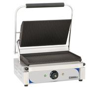 Parrilla de contacto con placas de cocción texturizadas - 2200 W de potencia - Fabricada en acero inoxidable - Formato compacto
