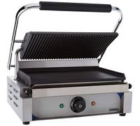 Parrilla de contacto con superficie superior acanalada - 2200 W de potencia - Fabricada en acero inoxidable - Ideal para panini y platos a la parrilla